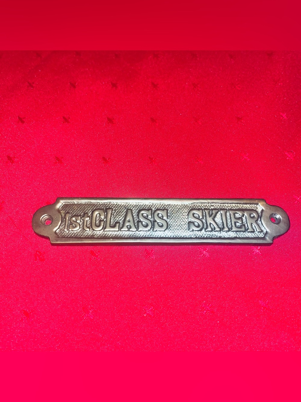 Silver '1st CLASS SKIER' Metal sign